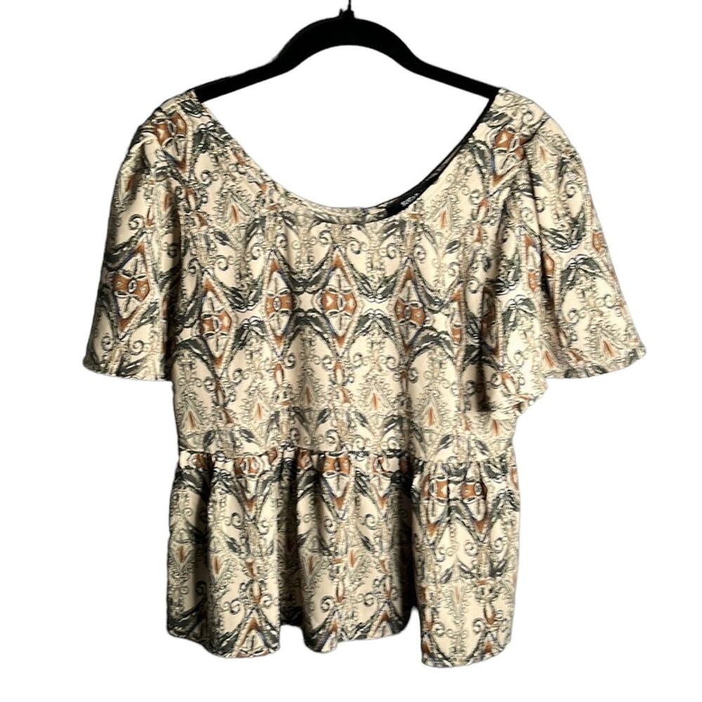 Sugar Lips Tan Brown Short Sleeve Peplum Top Small